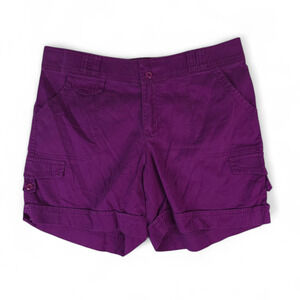 Gloria Vanderbilt Shorts Womens 8 Purple Cargo Rolled Cuff Stretch Style Janet